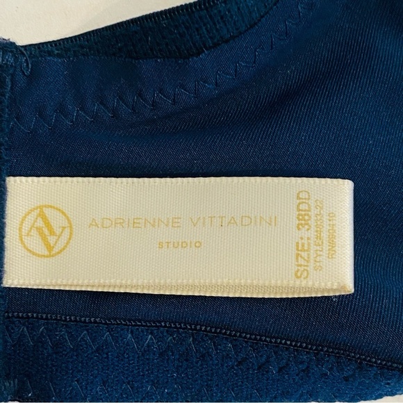 38DD ADRIENNE VITTADINI STUDIO Bra Molded Cups Mesh Band Underwire Navy Blue - Picture 12 of 13